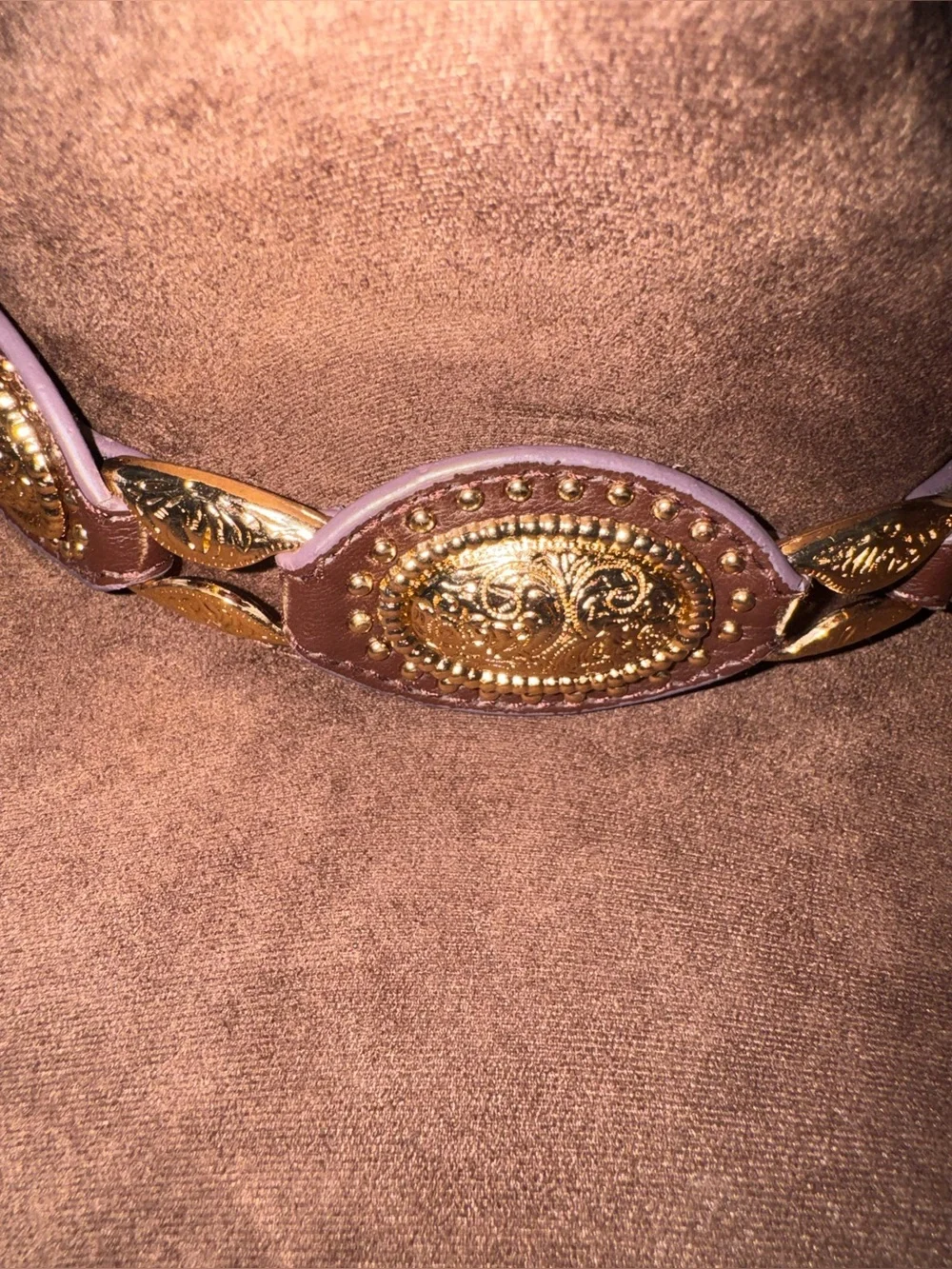 Nordstrom Western Cowboy Hat with Concho Leather Band in chocolate brown